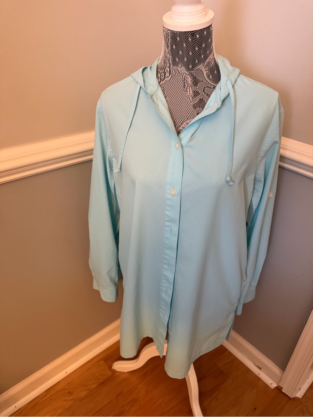Coolibar Aqua Hooded Sun Shirt UFP 50+ Size Medium